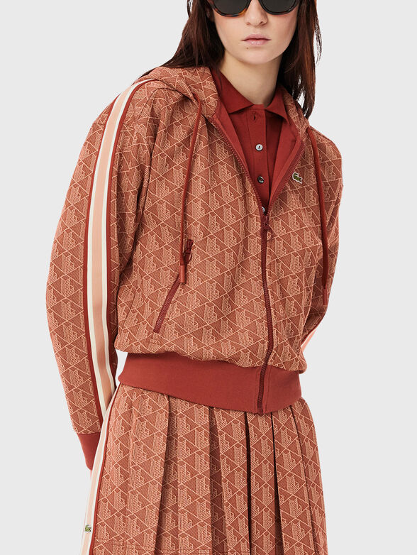 Sweatshirt with monogram logo print in brown - 1