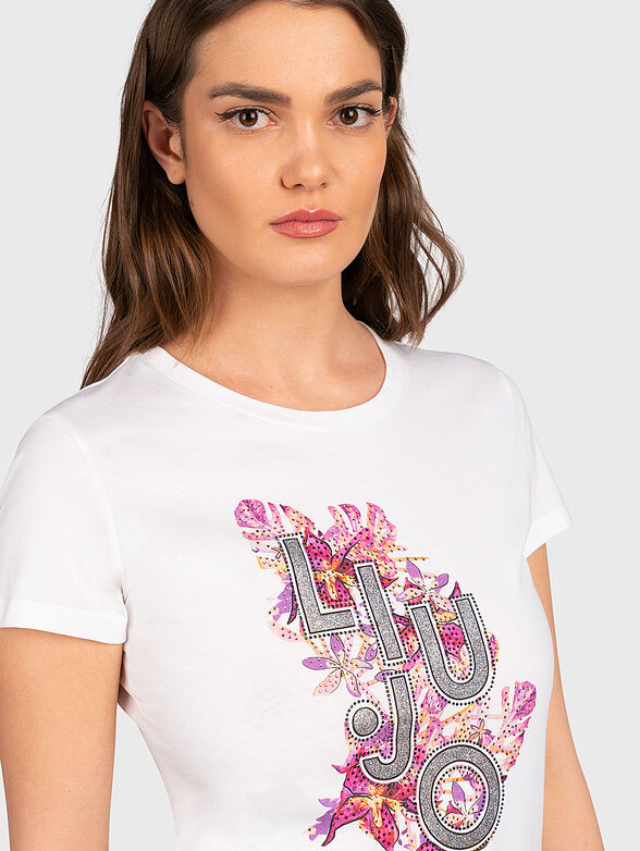 Cotton T-shirt with animal logo print - 4