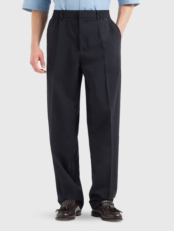 Navy blue straight pants - 1