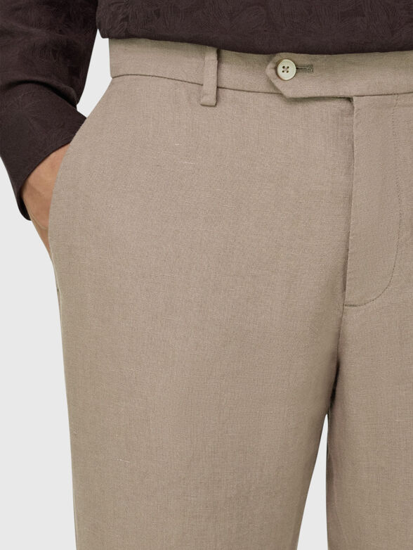 Straight-leg linen trousers - 3