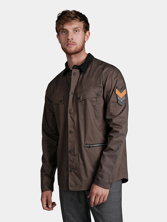Military style shirt with velvet collar - 2
