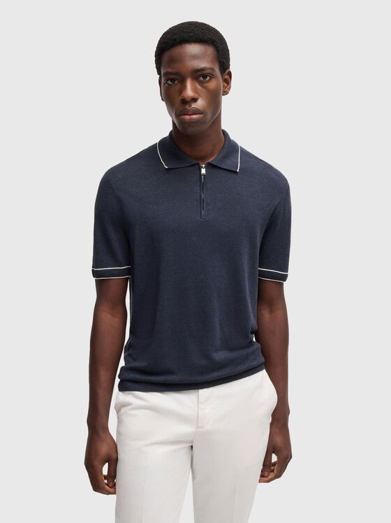 Linen logo polo shirt - 1