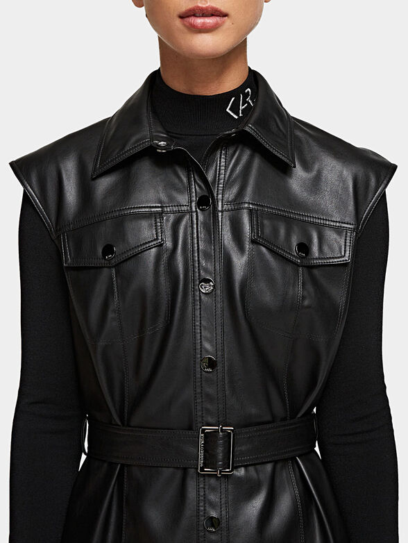Faux leather dress in black color - 2