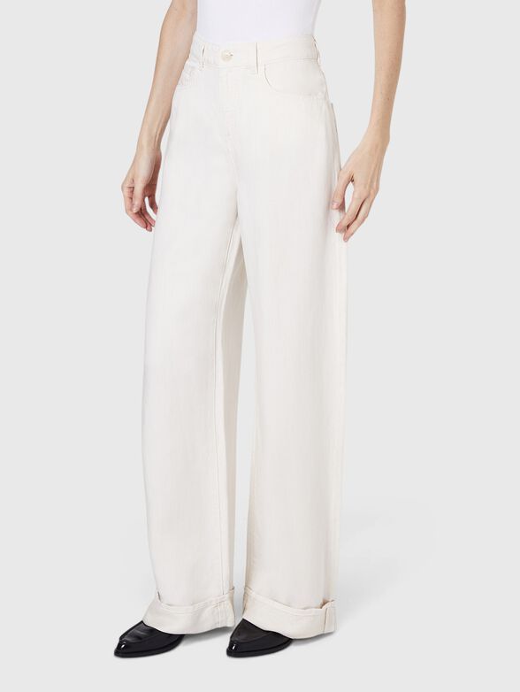 Wide leg jeans in ecru - 1