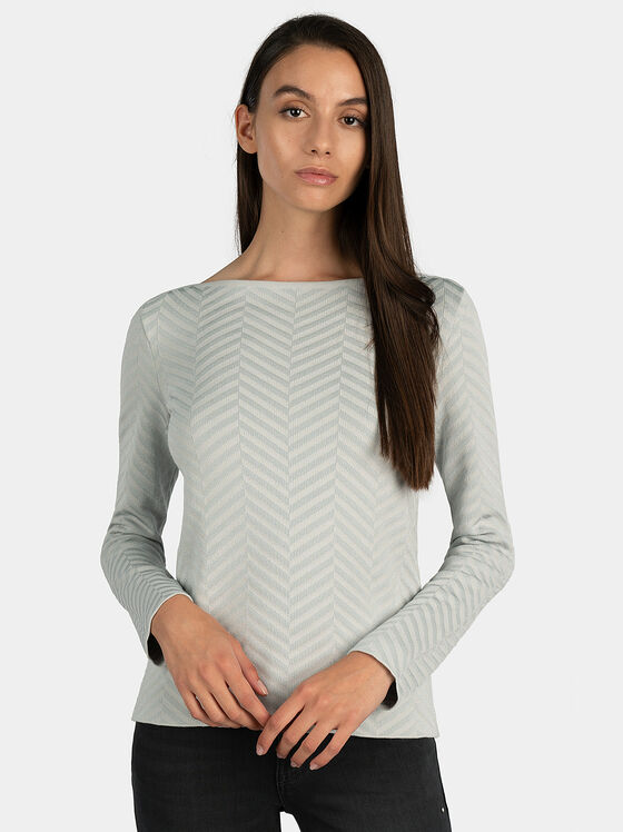 Сив пуловер от текстурирано плетиво - 1
