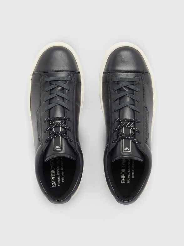 Dark blue leather sneakers - 6