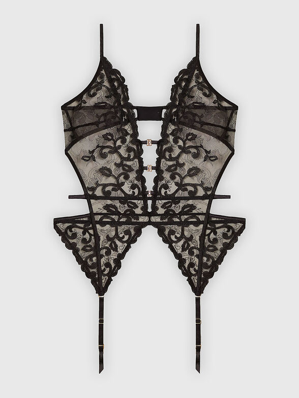 LUXURIANT bodysuit in black lace and tulle - 4