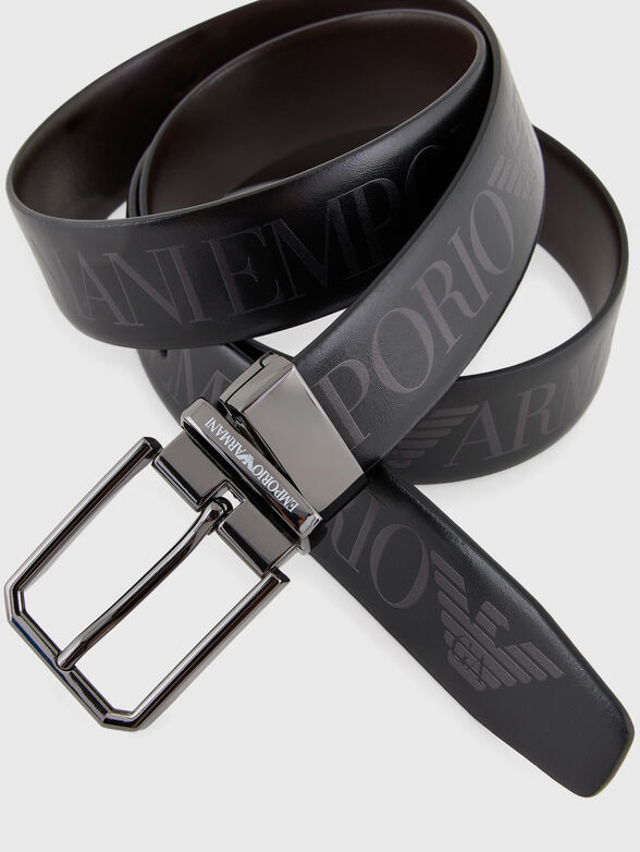 Reversible leather belt with logo detail - 3