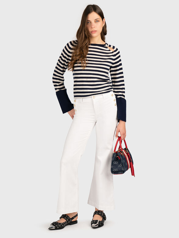 Wool sweater with accent button - 1
