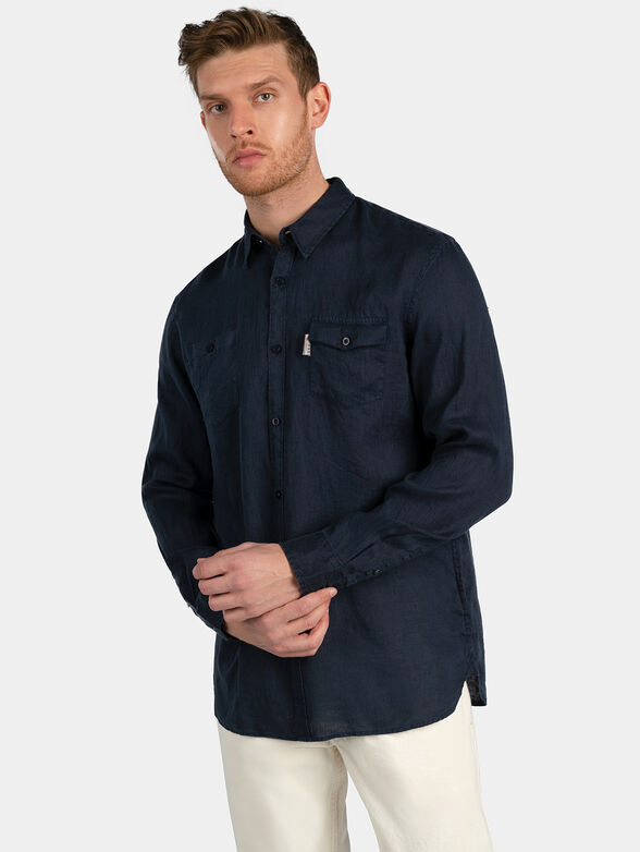 COLLINS Linen shirt i blue color - 1