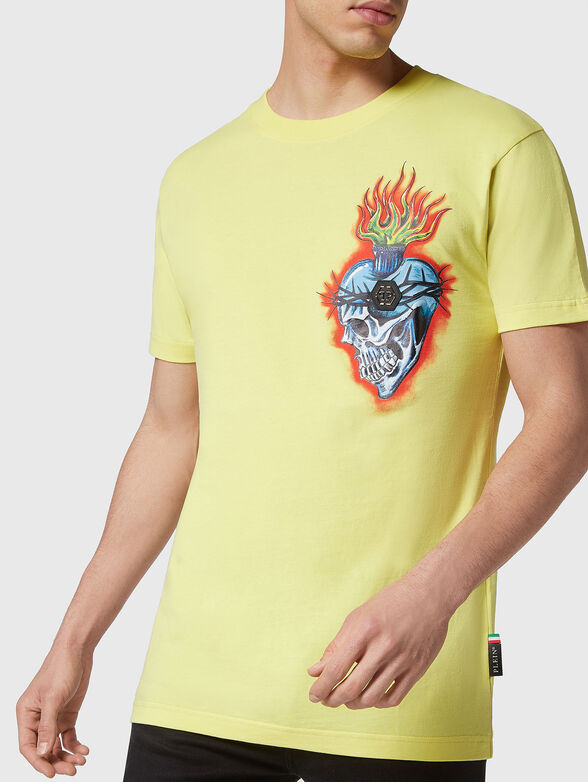 Cotton T-shirt with accent print - 3