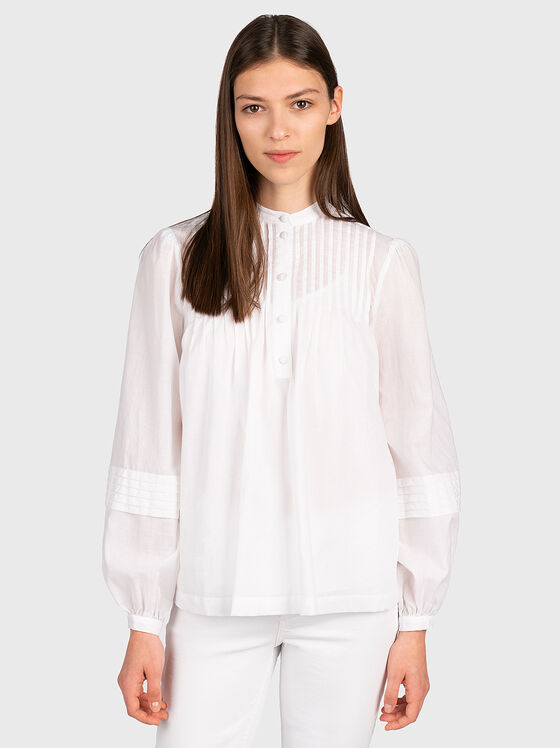 Памучна блуза в бял цвят - 1