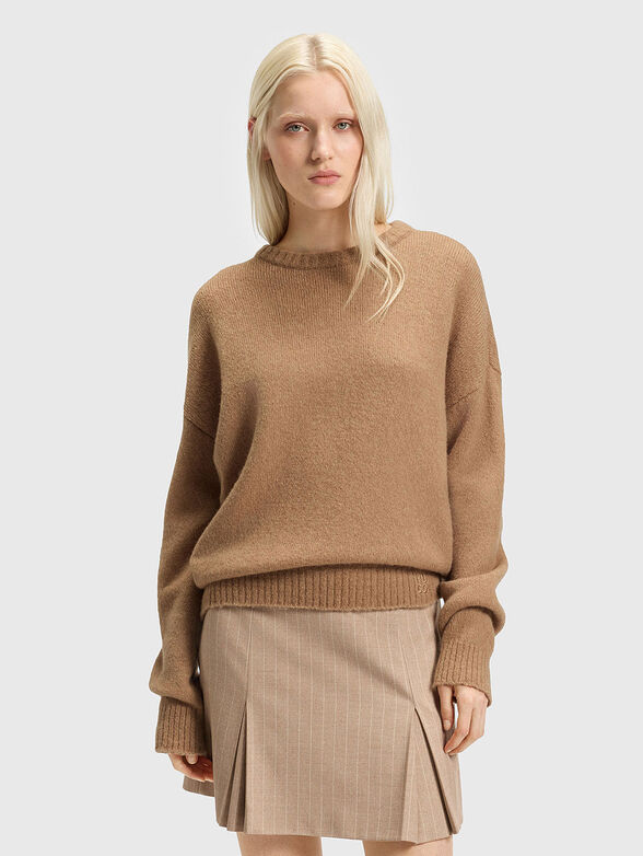 Wool sweater with accent back - 1
