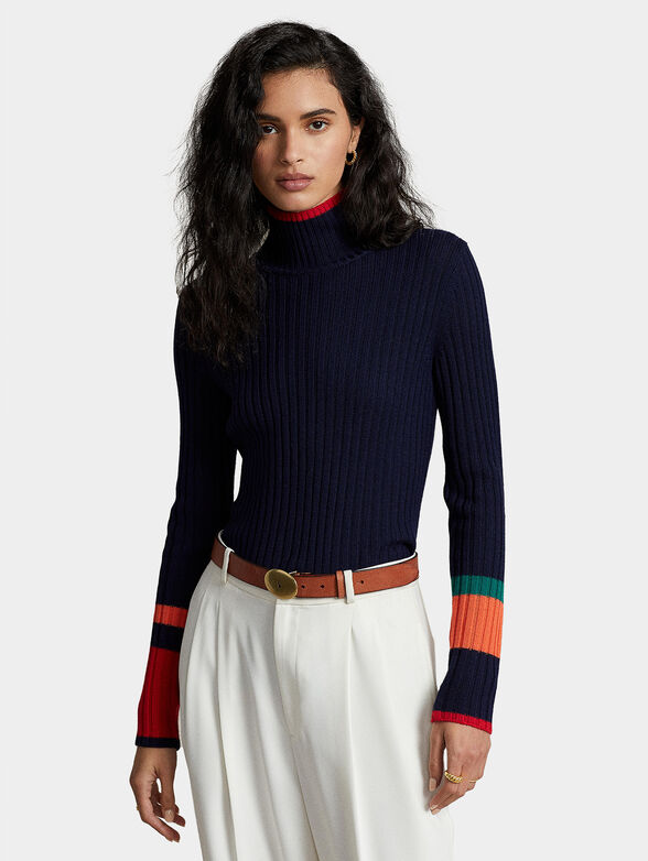 Turtleneck wool sweater and accent sleeves - 1