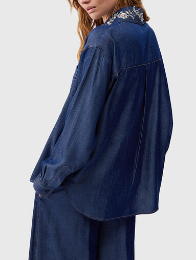 Shirt with detachable collar and floral embroidery - 3