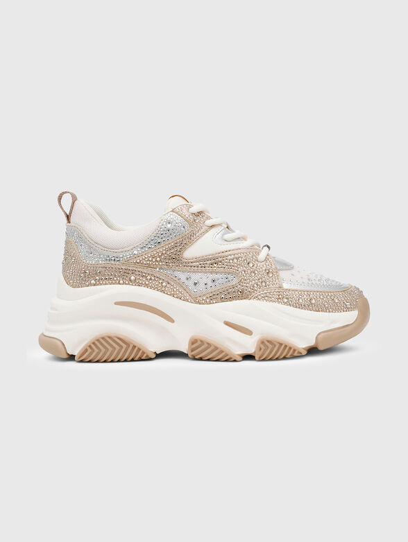 PRIVY sneakers in beige with rhinestones - 1