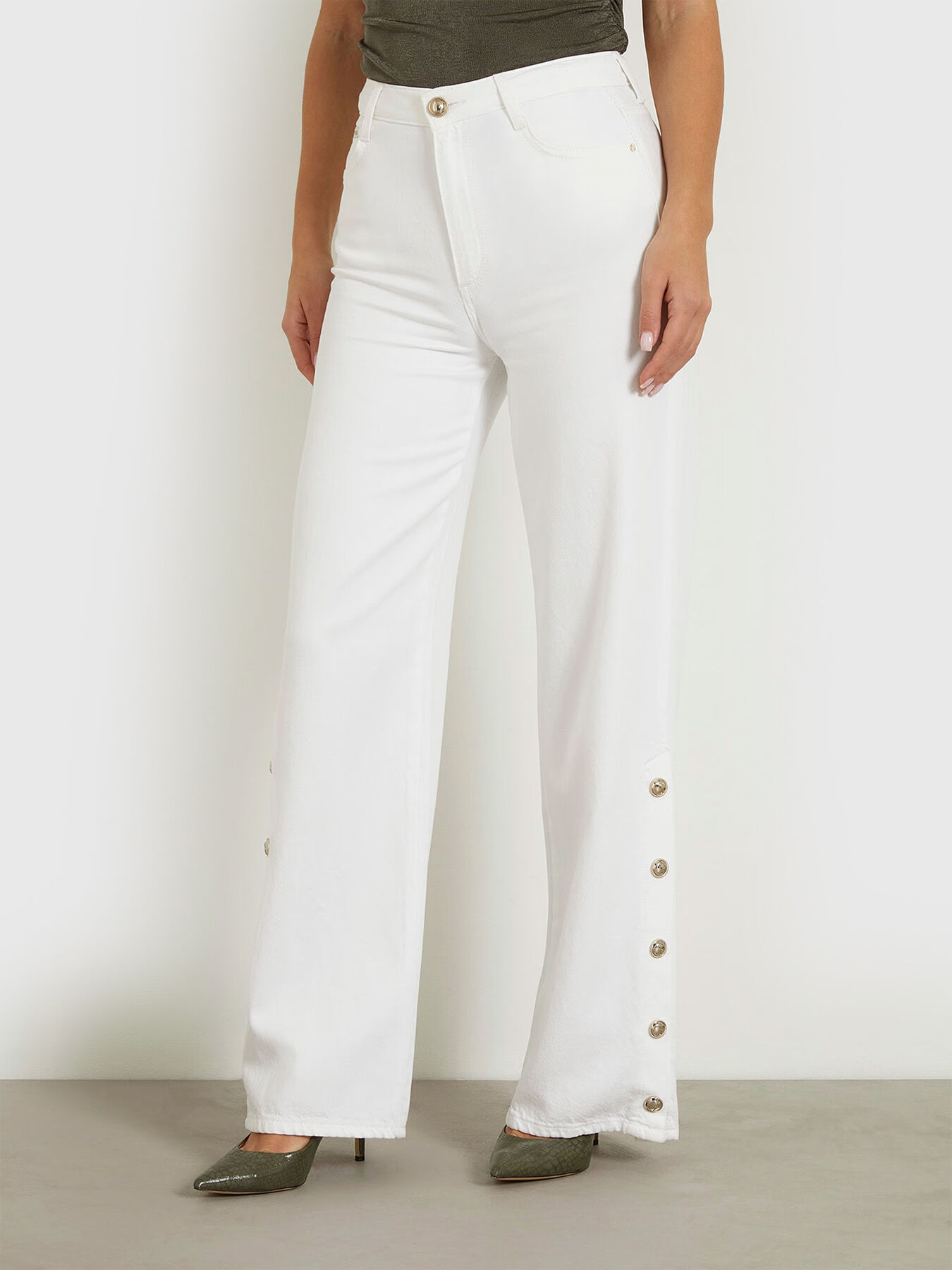 Branded white jeans top