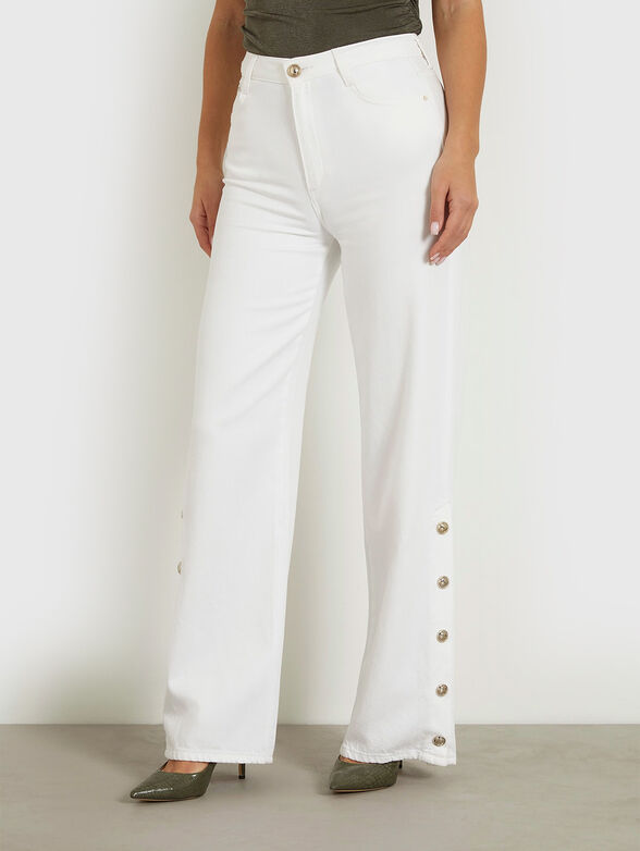 White jeans with accent buttons - 1