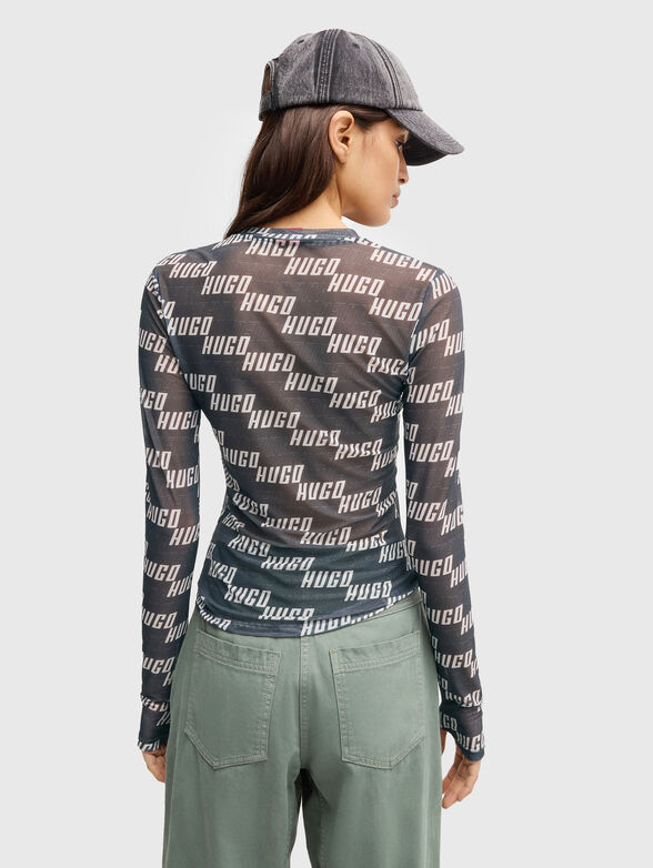 Blouse with sheer effect and logo print - 3