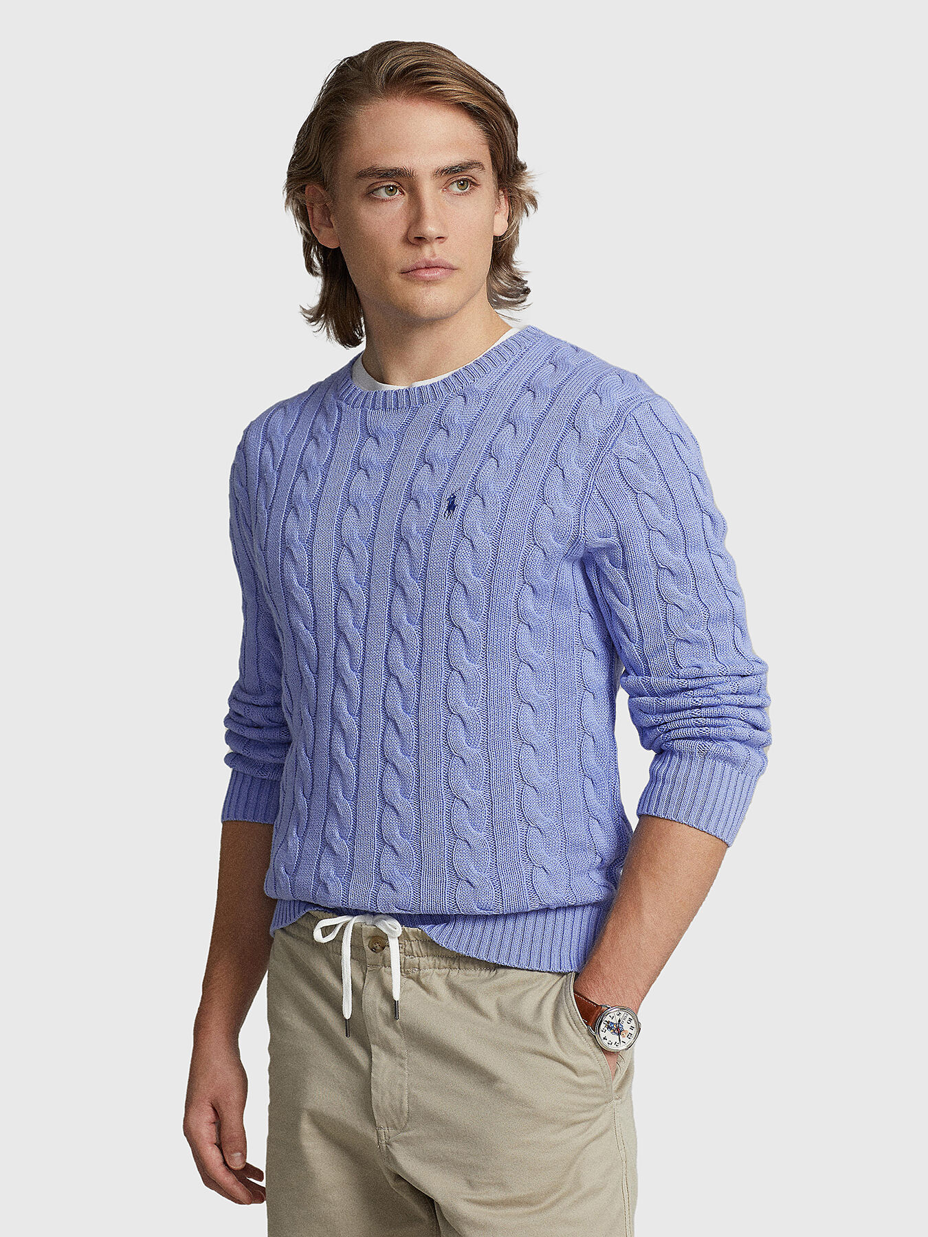Cotton sweater in blue brand POLO RALPH LAUREN