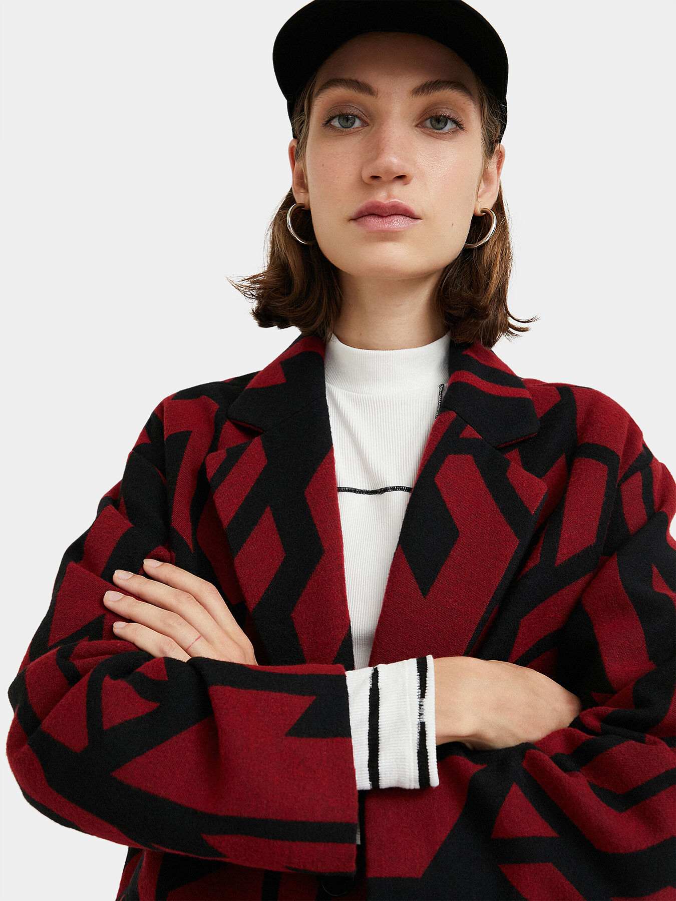 冬ギフト セ KALIMA DESIGUAL brand details jacquard geometric with Coat ジャケット・アウター