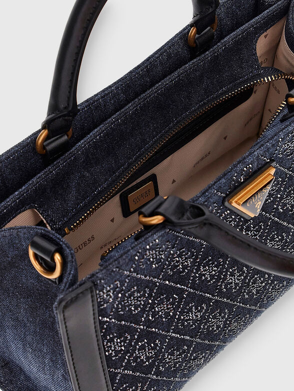 DILI denim bag with 4G rhinestone monogram - 4