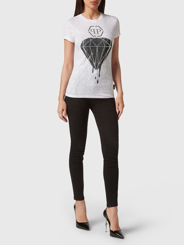 SEXY PURE black T-shirt with rhinestones - 2