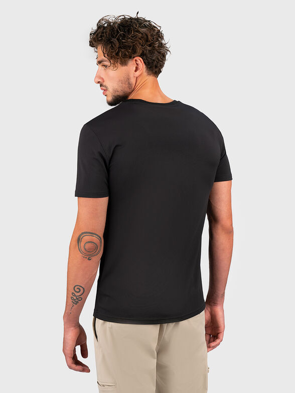 Black cotton blend T-shirt with logo detail - 3