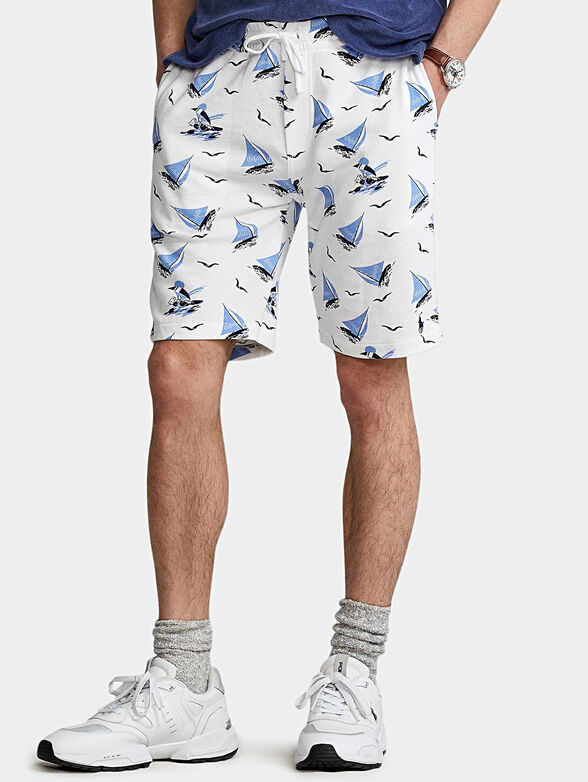 Cotton shorts with sea print - 1