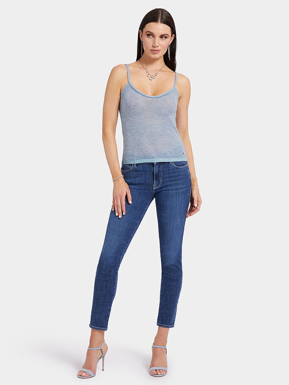 ANNE knitted top in blue color with lurex threads - 2