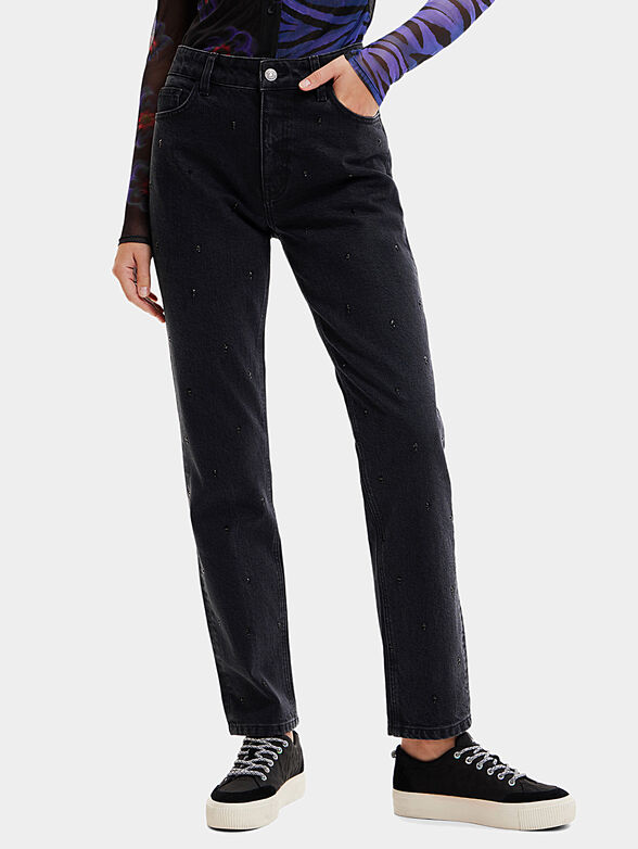 LOTO black jeans with applied rhinestones - 1