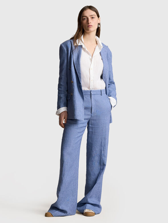 Linen blue pants with edge - 4