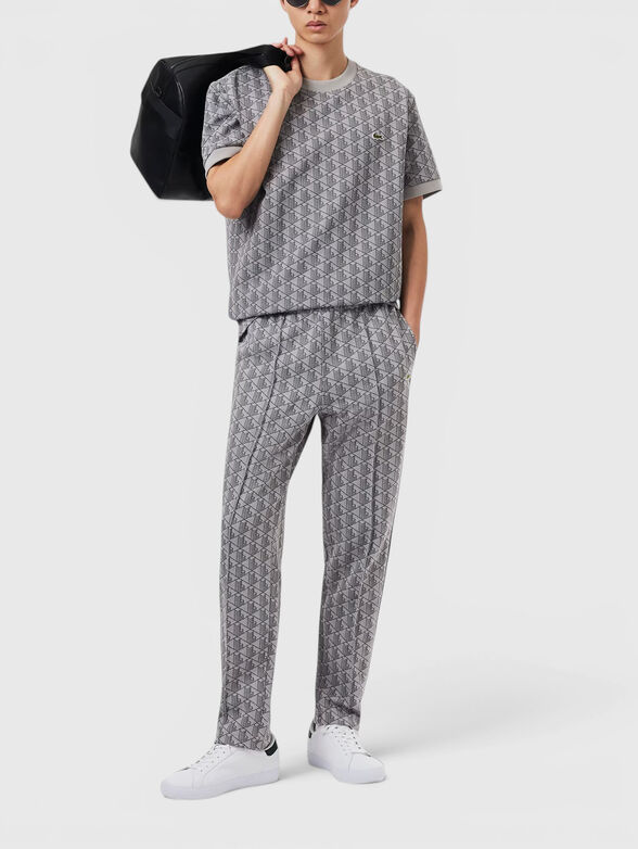 Brown sports trouser with monogram print - 4