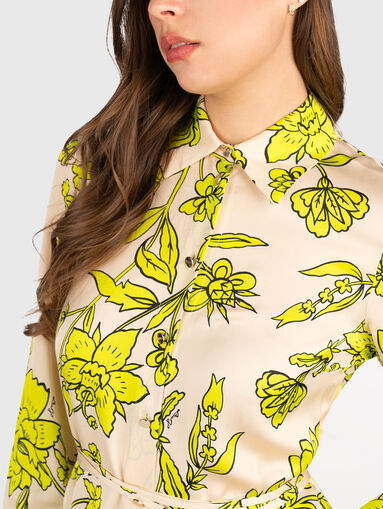 Long sleeve dress with floral print - 3