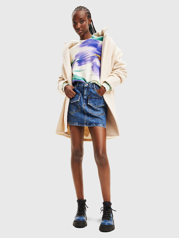 Crystal decorated high waist skirt - 4