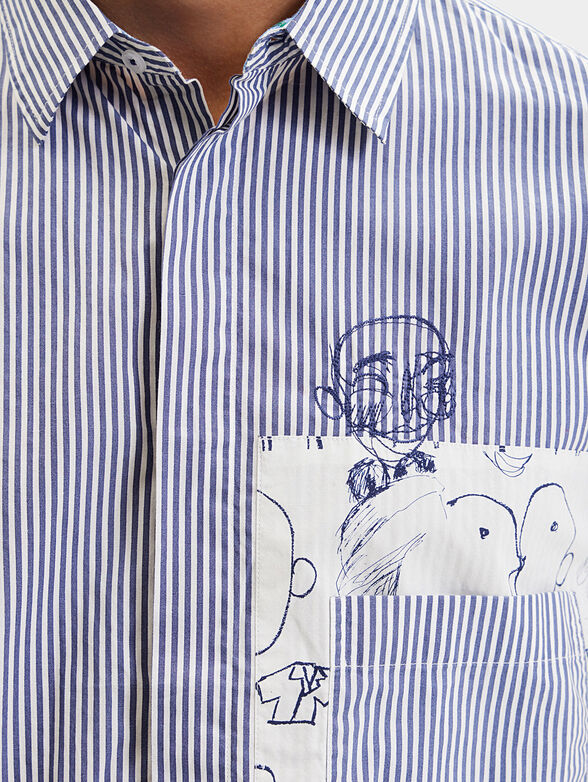 Striped shirt with big accented pocket - 5