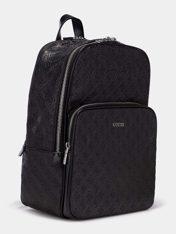 Black backpack with emobossed logo print - 3