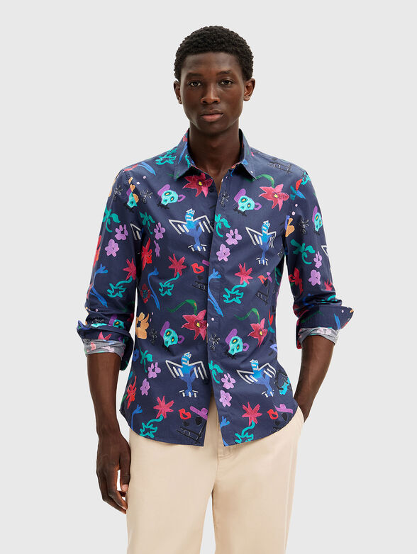 Dark blue shirt with print - 1