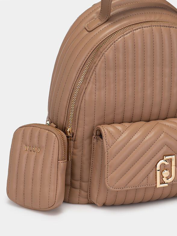 Backpack with quilted effect and metal logo detail - 4