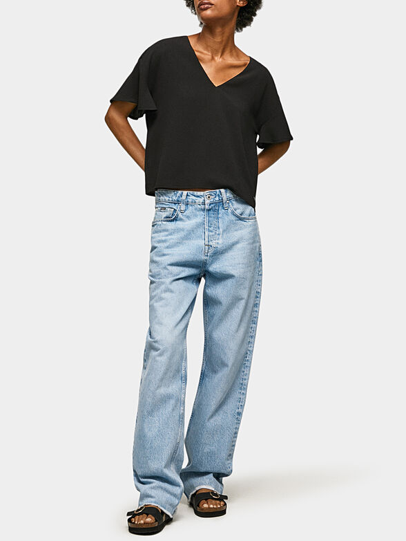 PENNY T-shirt with V-neckline in black color - 2