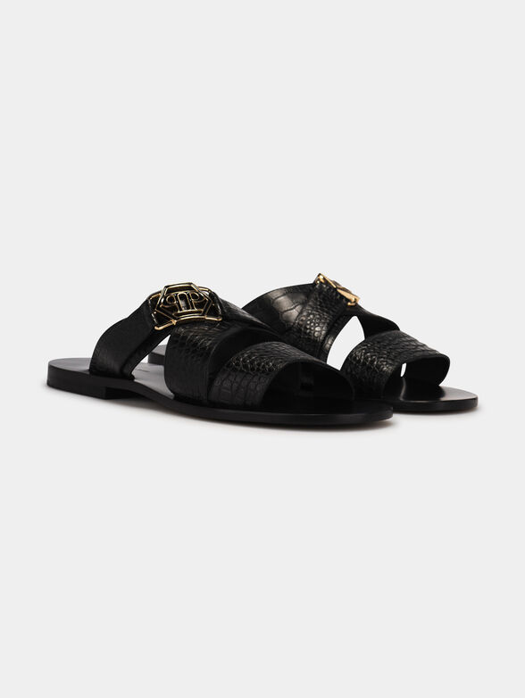 Sandals with golden logo buckle - 2