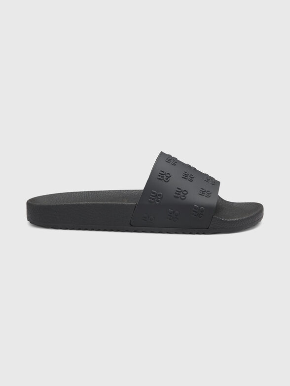 Black beach slippers with logo - 1