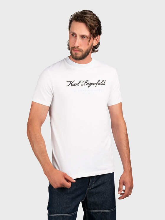 Black T-shirt with contrasting logo accent - 1