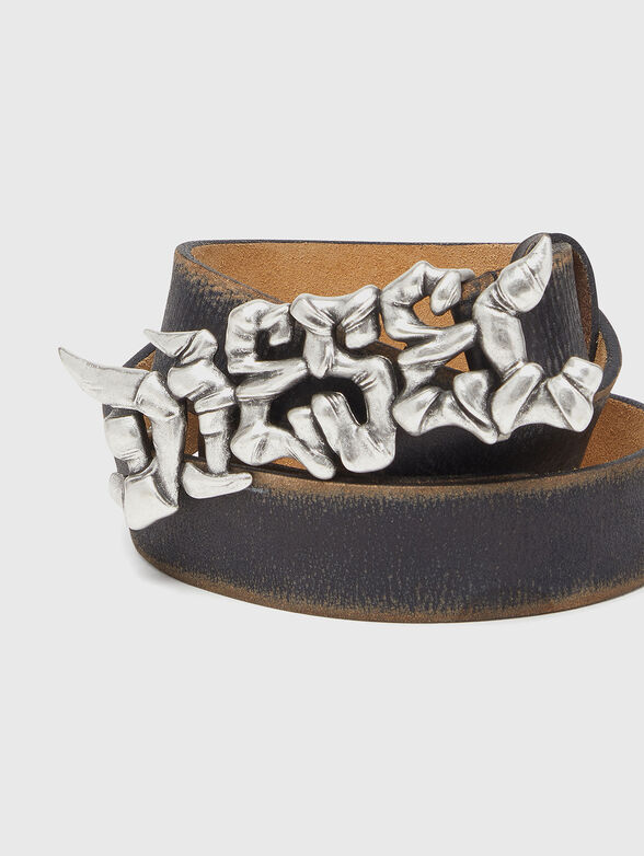 B-GRAFFITI leather belt with logo buckle - 4