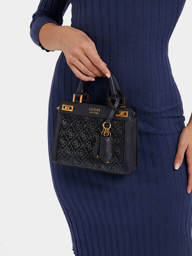 KATEY denim bag with rhinestone logo motifs - 3