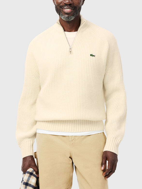 Sweater in blue with accent zip - 1