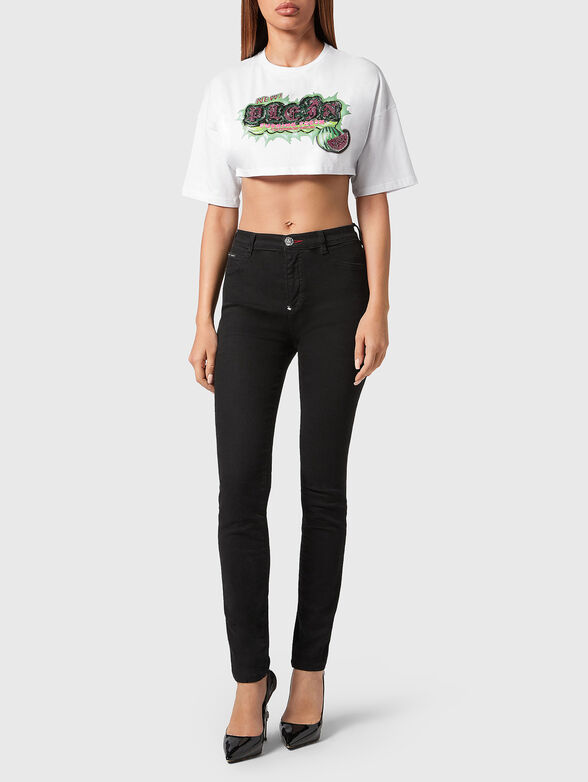 TUTTI FRUTTI cropped black T-shirt  - 4
