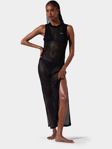 Black mesh dress with pocket - 5
