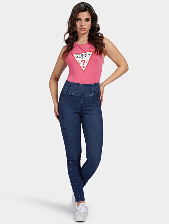 Guess Jeans Womens Triangle Logo Tank Top Black Helena Body Suit  W1GP36J1311