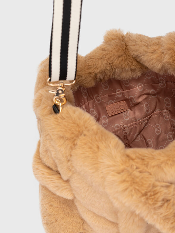 Beige bag from eco fur - 6